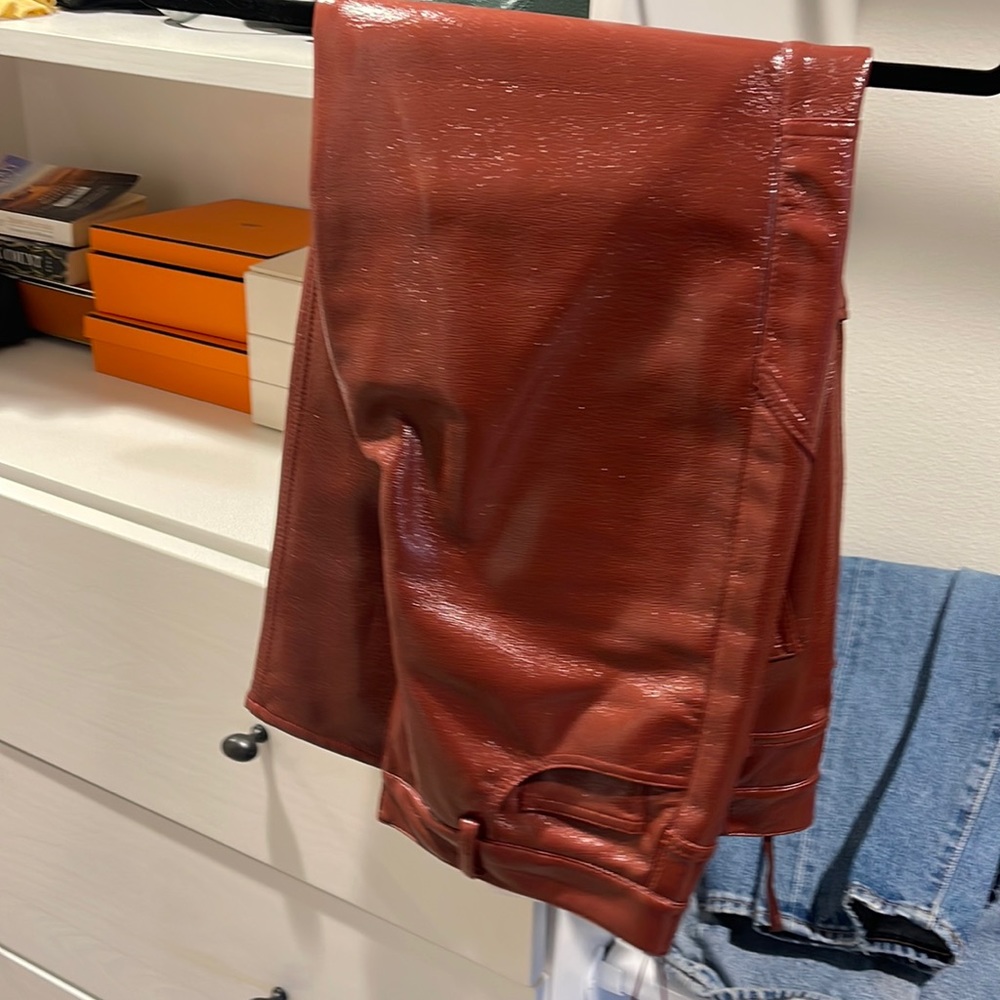 Tibi cropped rust patent looking pants